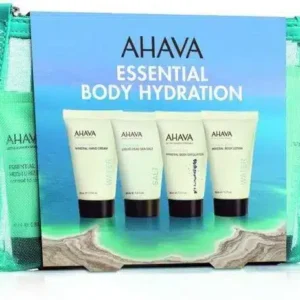 אהבה מארז נסיעות קרם גוף 40מ״ל + קרם ידיים 40מ״ל + גל רחצה 40מ״ל + מלח ים המלח 40מ״ל AHAVA Set Body Lotion 40ml + Body Wash 40ml + Hand Cream 40ml + Salt 40ml