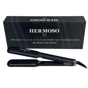 הרמוסו מחליק טיטנים פלטות רחבות HERMOSO BLACK PREMIUM HAIR STRAIGHTENER TITANIUM PLATES